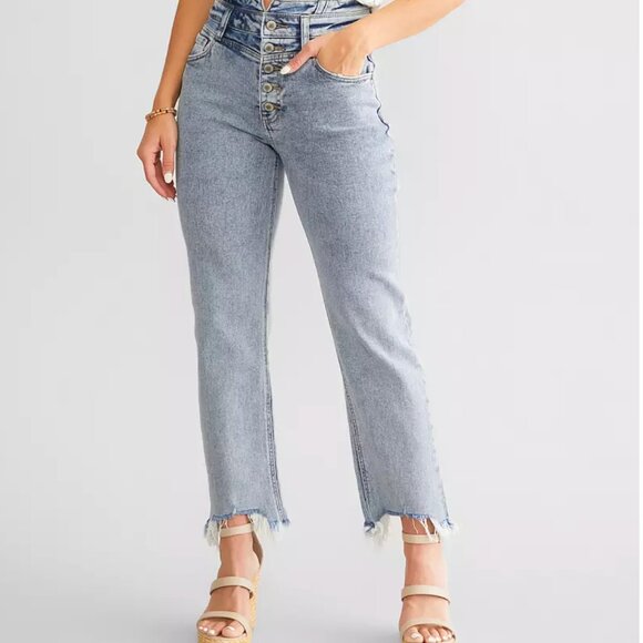 KanCan High Rise Cropped Straight Jean Size 30 - Picture 1 of 8